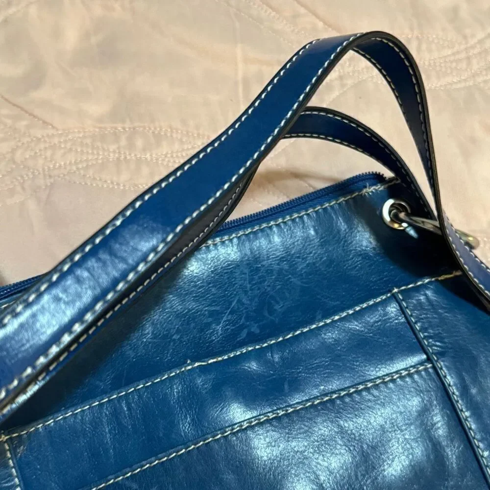Vintage Y2K Giani Bernini Blue Leather Shoulder Bag